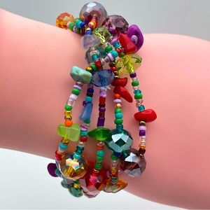 Cute Multicolor Beaded Stretch Bracelet Boho Festival Jewelry